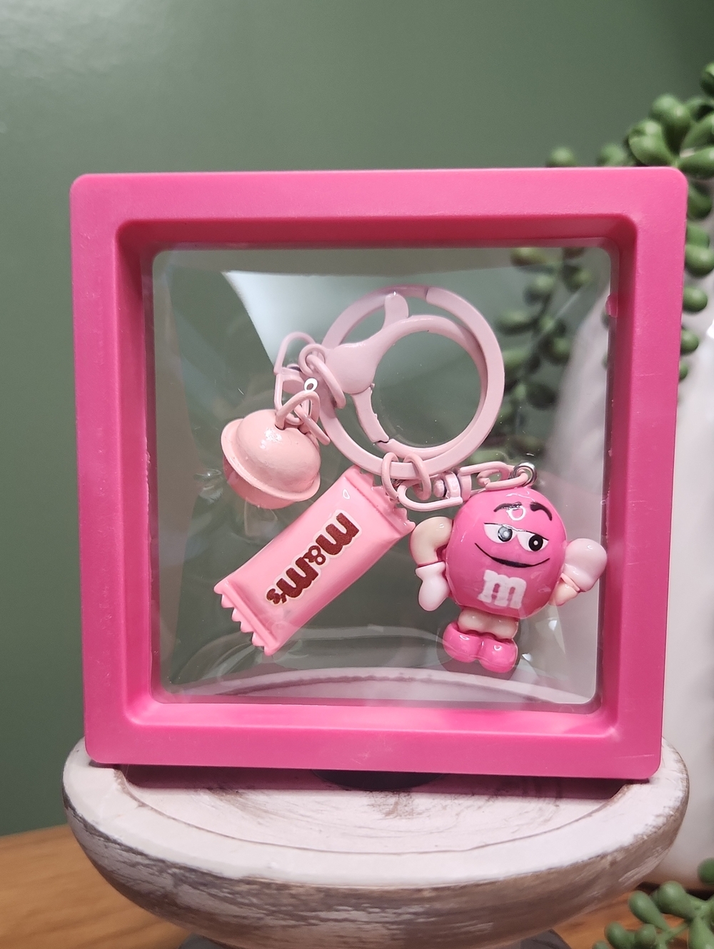 M & M Bag Charm/Key Chain, Dark Pink